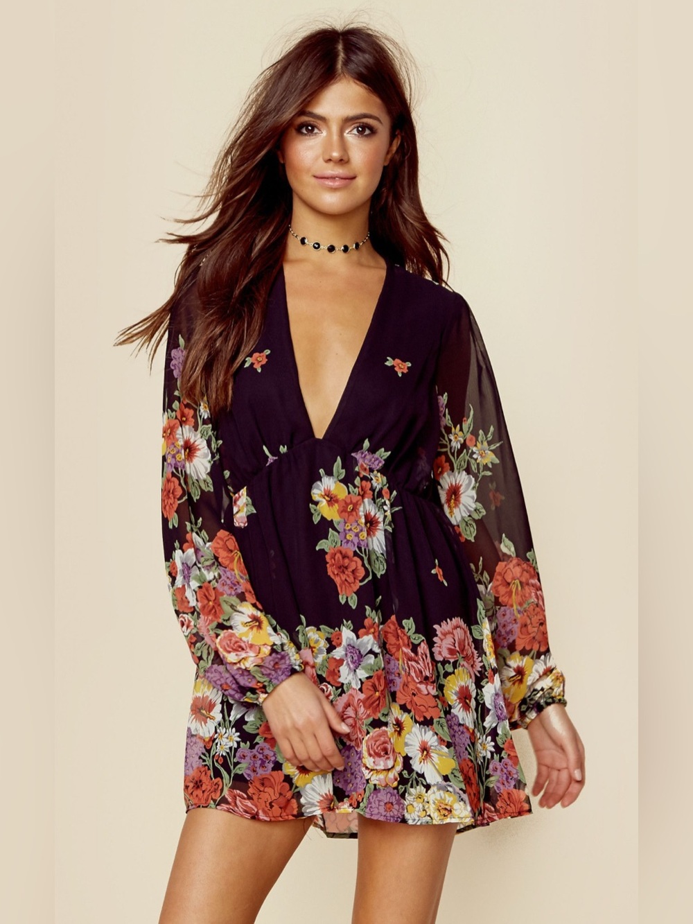 Show Me Your MuMu Dakota Dress Black Floral Size M